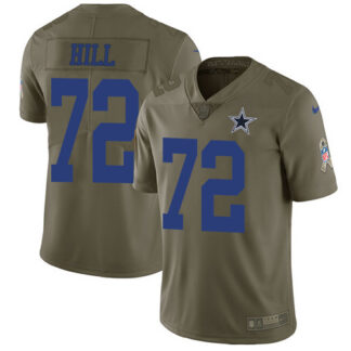 Nike Dallas Cowboys #72 Trysten Hill Olive Men’s Stitched NFL Limited 2017 Salute To Service Jersey