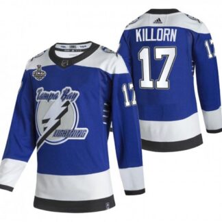 Adidas Tampa Bay Lightning #17 Alex Killorn Blue Road Authentic Youth 2021 NHL Stanley Cup Final Patch Jersey Youth