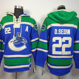 Vancouver Canucks #22 Daniel Sedin With A Patch Blue Hoodie