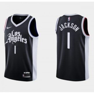 Breathable Men's Los Angeles Clippers #1 Reggie Jackson Black City Edition Stitched Basketball Jersey for game day
