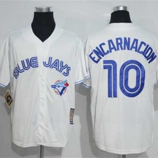 Toronto Blue Jays #10 Edwin Encarnacion Mitchell And Ness White New Cool Base Stitched Jersey