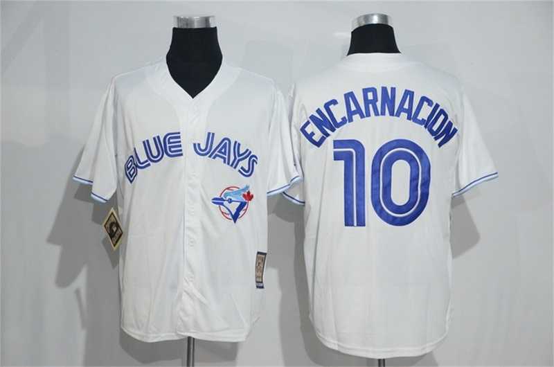 Toronto Blue Jays #10 Edwin Encarnacion Mitchell And Ness White New Cool Base Stitched Jersey
