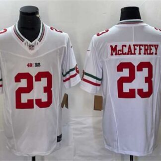Men's San Francisco 49ers #23 Christian McCaffrey White 2023 F.U.S.E. Vapor Untouchable Limited Jersey