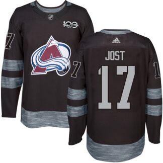 Adidas Colorado Avalanche #17 Tyson Jost Black 1917-2017 100th Anniversary Stitched NHL Jersey