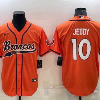 Men's Denver Broncos #10 Jerry Jeudy Orange Stitched Cool Base Nike Baseball Jersey