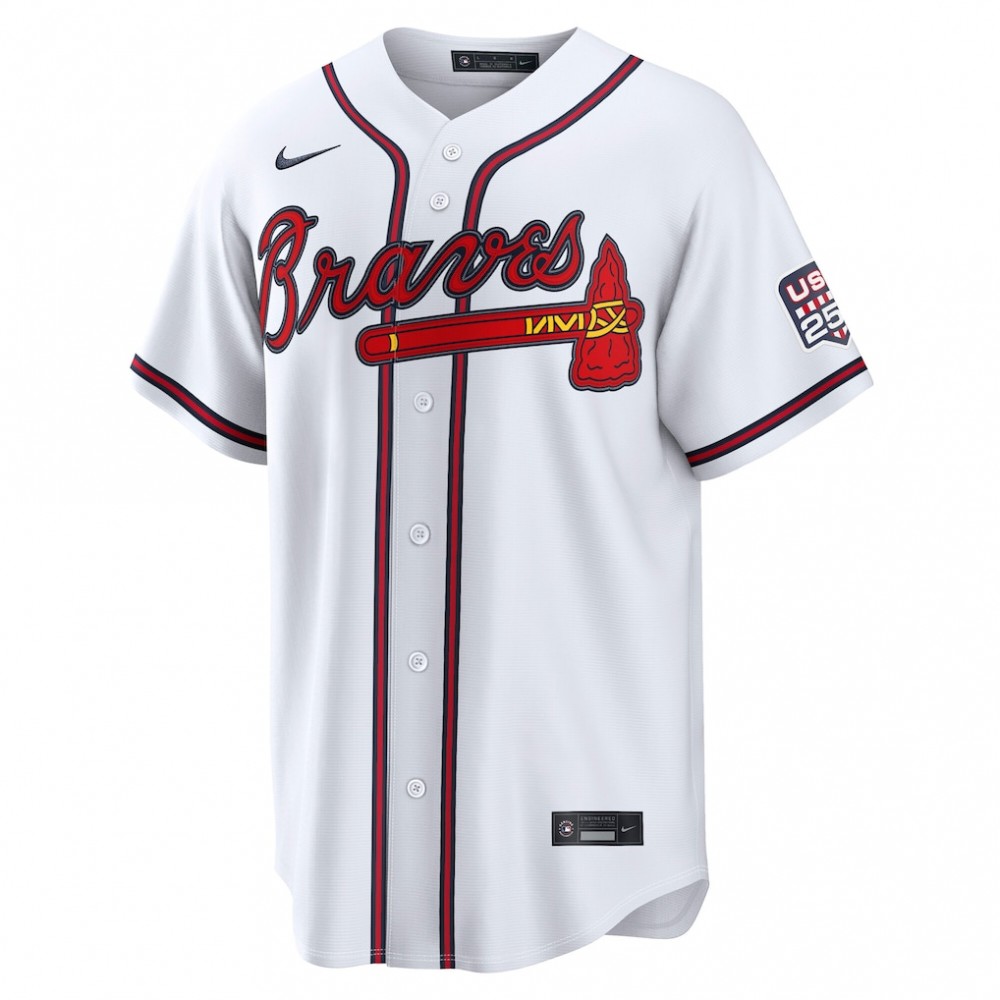 Ronald Acuña Jr. Atlanta Braves Nike USA 250 Fourth of July Home Stadium Jersey - White - Image 2