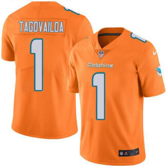 Nike Miami Dolphins #1 Tua Tagovailoa Orange Men’s Stitched NFL Limited Rush Jersey