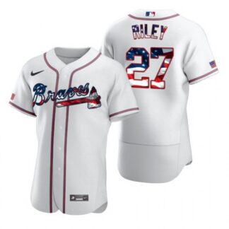 Atlanta Braves #27 Austin Riley Men’s Nike White Fluttering USA Flag Limited Edition Authentic MLB Jersey