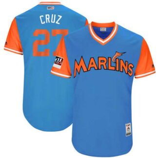 Marlins 27 Giancarlo Stanton Cruz Light Blue 2018 Players Weekend Stitched Jersey Dzhi
