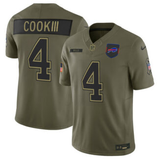 Men's Buffalo Bills #4 James Cook III Olive 2025 Salute to Service Limited Football Stitched Jersey