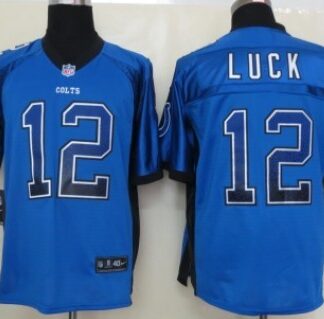 Nike Indianapolis Colts #12 Andrew Luck Drift Fashion Blue Elite Jersey