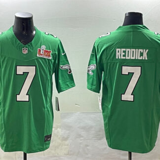 Men's Philadelphia Eagles #7 Haason Reddick Green 2025 Super Bowl LIX Patch F.U.S.E. Throwback Vapor Untouchable Li...