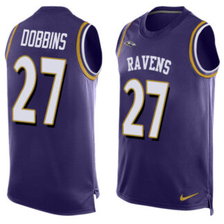 Nike Baltimore Ravens #27 J.K. Dobbins Purple Team Color Men’s Stitched NFL Limited Tank Top Jersey