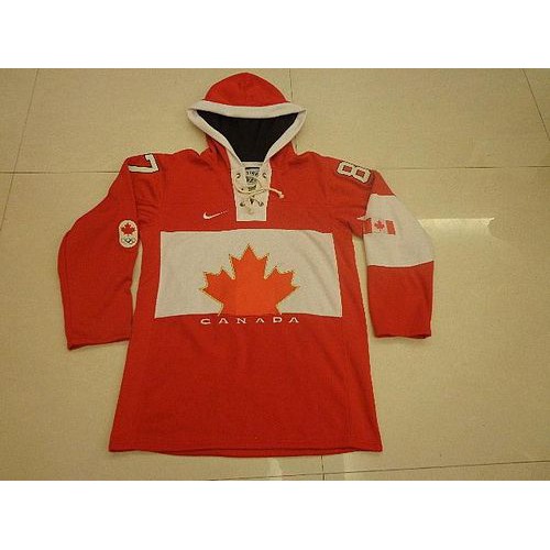 Olympic CA. #87 Sidney Crosby Red Sawyer Hooded Sweatshirt Stitched NHL Jersey