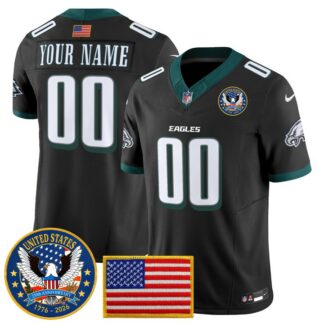 Men & Women & Youth Philadelphia Eagles Custom Black United States 250th Anniversary Patch F.U.S.E. Vapor Limited S...